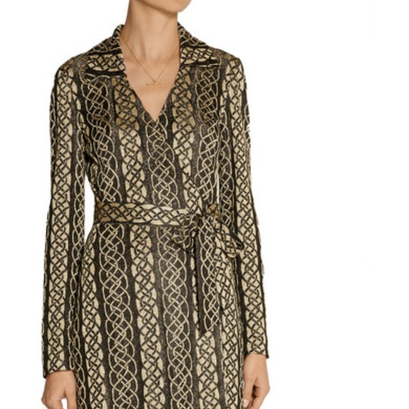 Diane Von Furstenberg Dresses Dvf Dolores Metallic Knit Wrap Dress
